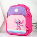 ⁦شنطة مدرسة مع مقلمة بتصميم ستيش مقاس 15 انش لون زهري⁩ - الصورة ⁦3⁩