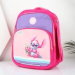 ⁦شنطة مدرسة مع مقلمة بتصميم ستيش مقاس 15 انش لون زهري⁩ - الصورة ⁦2⁩