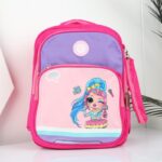 شنطة مدرسة مع مقلمة مقاس 16 انش لون فوشي