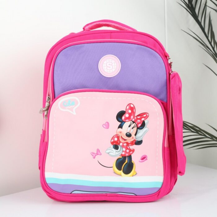 ⁦شنطة مدرسة بتصميم ميني ماوس مقاس 15 انش لون زهري⁩ - الصورة ⁦2⁩