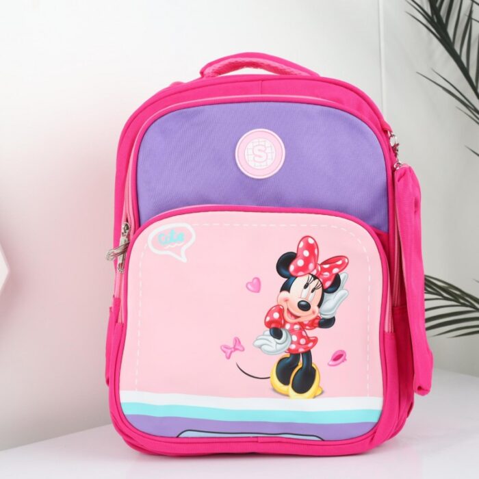 ⁦شنطة مدرسة بتصميم ميني ماوس مقاس 15 انش لون زهري⁩ - الصورة ⁦3⁩