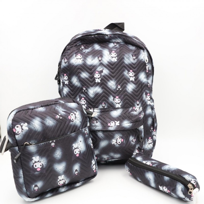 ⁦شنطة مدرسية 18انش 3 قطع لون أسود⁩ - الصورة ⁦1⁩