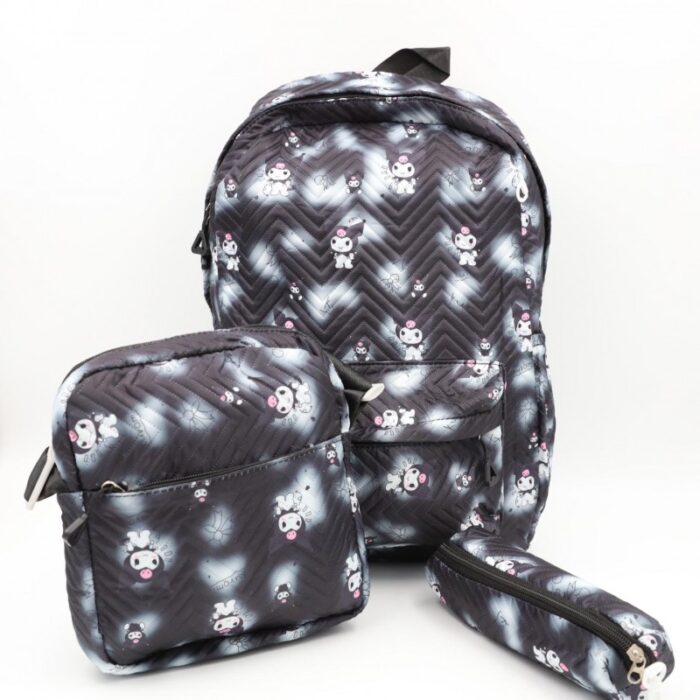 ⁦شنطة مدرسية 18انش 3 قطع لون أسود⁩ - الصورة ⁦2⁩