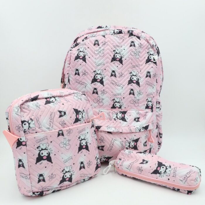 ⁦شنطة مدرسية 18انش 3 قطع لون زهري⁩ - الصورة ⁦2⁩