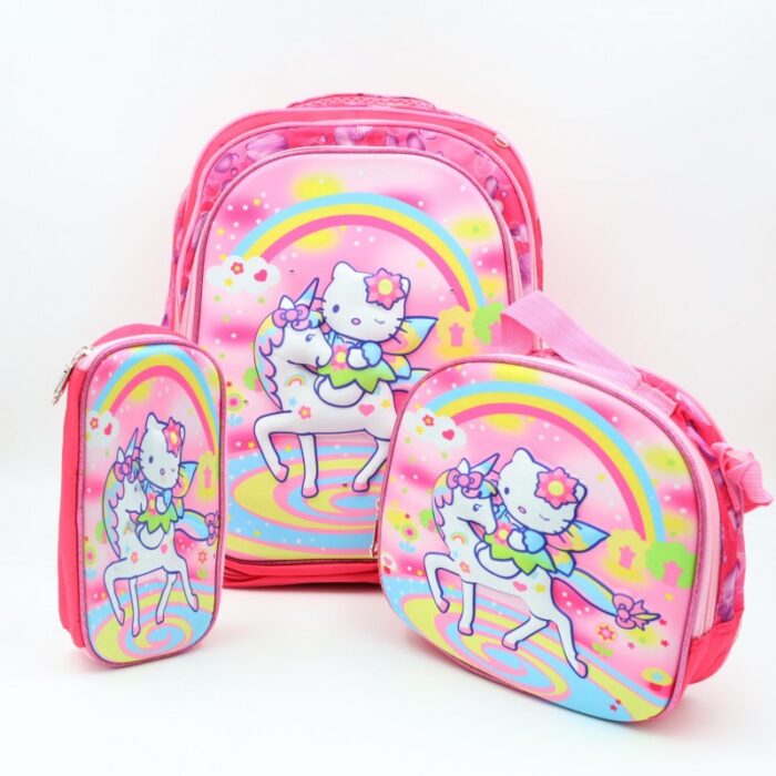 103388091_68a17b3534256 شنطة مدرسية 16 انش 3 قطع مع عرباية جر للشناتي - الصورة 1