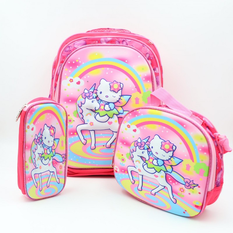 ⁦شنطة مدرسية 16 انش 3 قطع مع عرباية جر للشناتي⁩ - الصورة ⁦1⁩