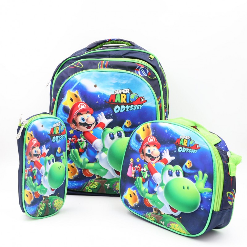 ⁦شنطة مدرسية 16 انش 3 قطع مع عرباية جر للشناتي⁩ - الصورة ⁦1⁩