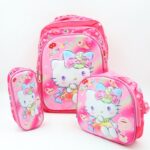 شنطة مدرسية 16 انش 3 قطع مع عرباية جر للشناتي