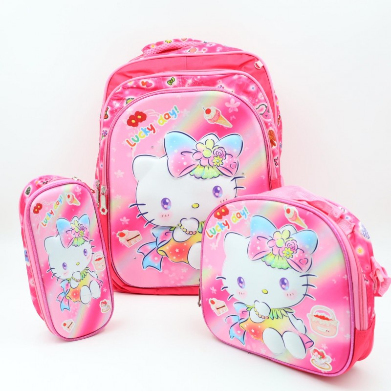 ⁦شنطة مدرسية 16 انش 3 قطع مع عرباية جر للشناتي⁩ - الصورة ⁦1⁩