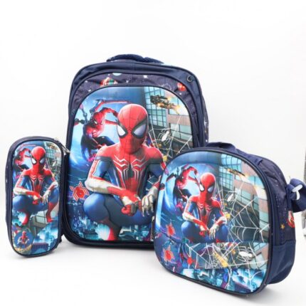 شنطة مدرسية 16 انش 3 قطع مع عرباية جر للشناتي