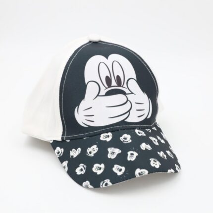 طاقية أطفال واقية من الشمس برسمة ميكي ماوس لون أبيض