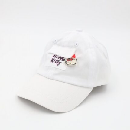 طاقية أطفال واقية من الشمس برسمة هيلو كيتي لون أبيض