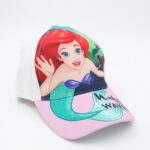 طاقية أطفال بناتي برسمة أميرات ديزني لون أبيض