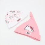 طاقية بيبي من هيلو كاتي لحديثي الولادة عدد 2 لون زهري