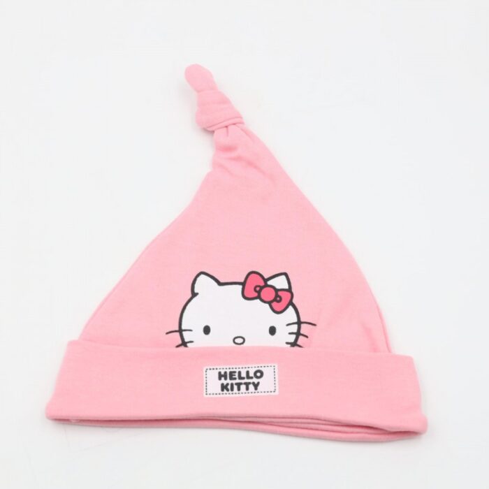 ⁦طاقية بيبي من هيلو كاتي لحديثي الولادة عدد 2 لون زهري⁩ - الصورة ⁦2⁩