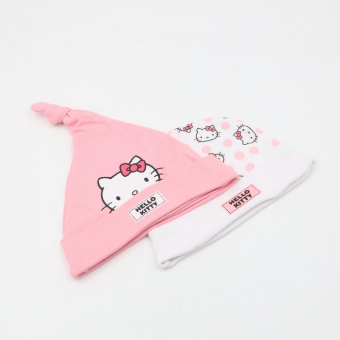 ⁦طاقية بيبي من هيلو كاتي لحديثي الولادة عدد 2 لون زهري⁩ - الصورة ⁦4⁩