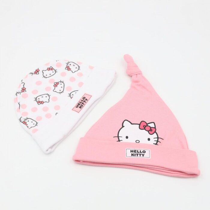 ⁦طاقية بيبي من هيلو كاتي لحديثي الولادة عدد 2 لون زهري⁩ - الصورة ⁦7⁩