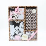 طقم بيبي لحديثي الولادة 4 قطع من ديزني ( تبان + بنطلون + جرابات + طنطور ) لون أبيض وزهري