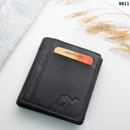 محفظة رجالية جلد لون أسود 9 *10 سم