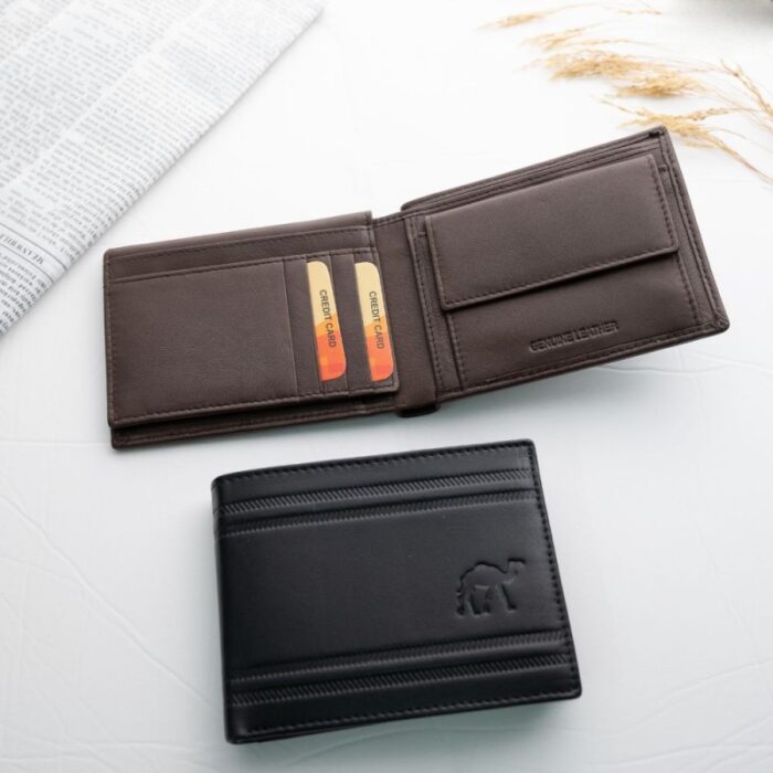 ⁦محفظة رجالية جلد لون بني 12 *10 سم⁩ - الصورة ⁦2⁩
