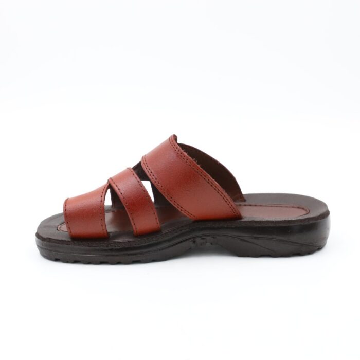 ⁦حفاية جلد طبيعي للأطفال لون بني⁩ - الصورة ⁦2⁩