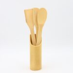 ⁦طقم مغارف خشب 3 قطع مع ستاند خشبي⁩ - الصورة ⁦2⁩