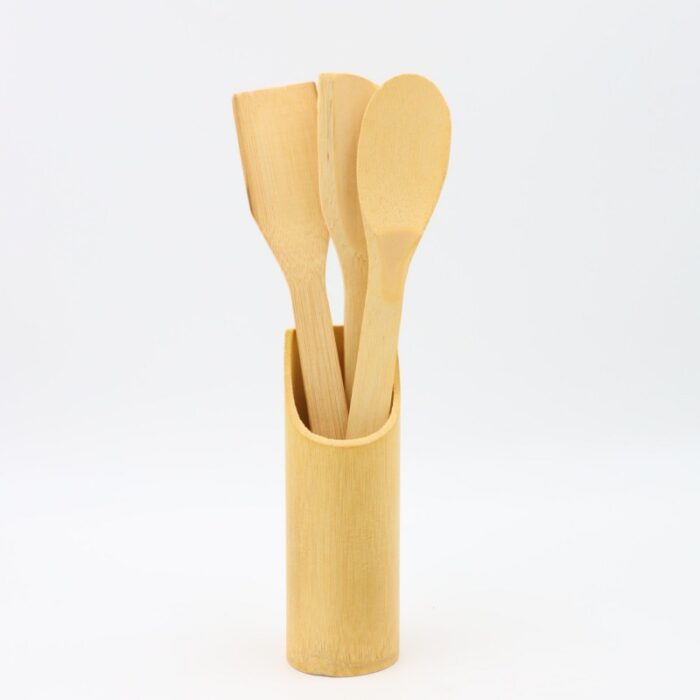 ⁦طقم مغارف خشب 3 قطع مع ستاند خشبي⁩ - الصورة ⁦2⁩