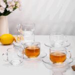 ⁦طقم كاسات زجاج مع صحن حجم 160 مل عدد 6 قطع⁩ - الصورة ⁦3⁩