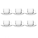 ⁦طقم كاسات زجاج مع صحن حجم 160 مل عدد 6 قطع⁩ - الصورة ⁦5⁩