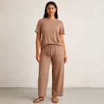 بيجامة صيفية بيتية للنساء لون بني one Size