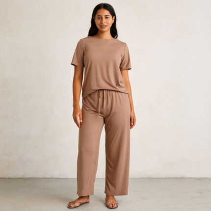 بيجامة صيفية بيتية للنساء لون بني one Size