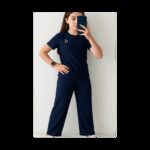 بيجامة صيفية بناتية  لون سكني غامق