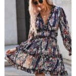 فستان صيفي للنساء لون كحلي مورد