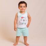 طقم للأطفال قطعتين لون أخضر