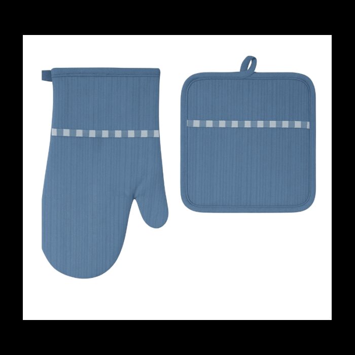 103388496_68a83c6622770 طقم مساكة و كف مطبخ قماش لون أزرق - الصورة 1