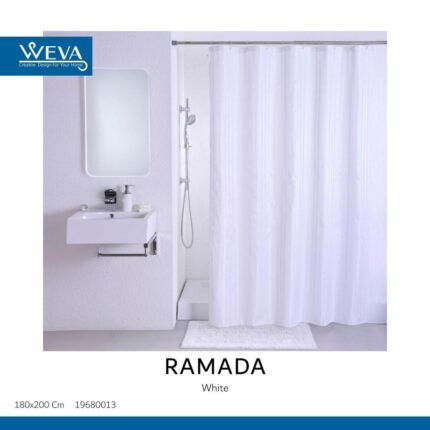 ستارة حمام موديل رمادا لون أبيض 180×200 سم