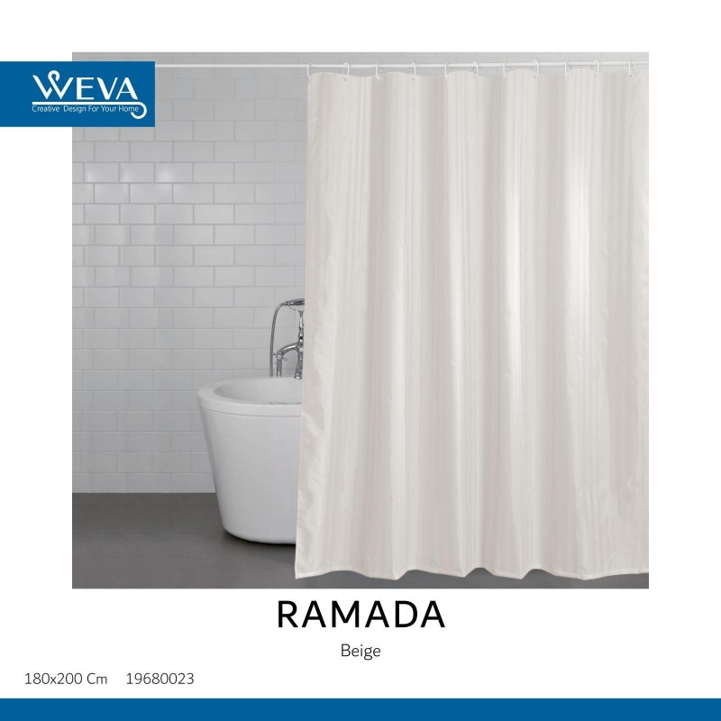 ⁦ستارة حمام موديل رمادا لون بيج 180×200 سم⁩ - الصورة ⁦1⁩