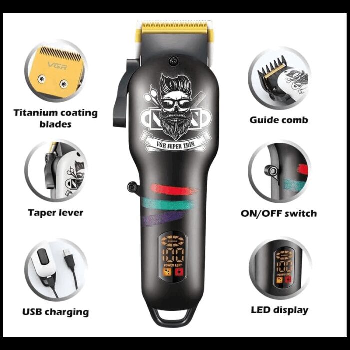⁦VGR V-699 ماكينة حلاقة احترافية لاسلكية بشاشة رقمية⁩ - الصورة ⁦2⁩