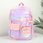 شنطة مدرسية لون زهري وبنفسجي