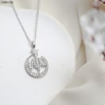 سلسال لفظ الجلالة مع زركون لون فضي كفالة سنتين ضد تغير اللون