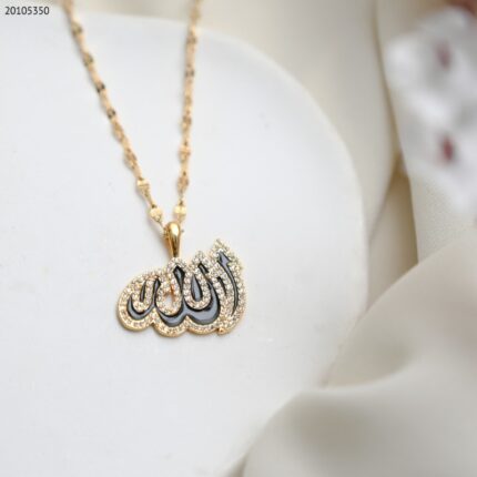 سلسال فضي وأسود لفظ الجلالة مع زركون كفالة سنتين ضد تغير اللون