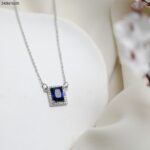 سلسال مع زركون مربع (اللون: فضي و ازرق) كفالة سنتين ضد تغير اللون