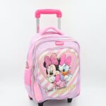 حقيبة مدرسية عجل بتصميم ميني ماوس حجم 14 انش لون زهري