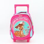 ⁦حقيبة مدرسية عجل بتصميم صوفيا حجم 14 انش لون زهري⁩ - الصورة ⁦3⁩