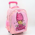 حقيبة مدرسية عجل بتصميم ايس كريم حجم 16 انش لون زهري