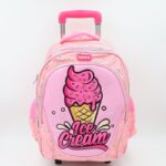 ⁦حقيبة مدرسية عجل بتصميم ايس كريم حجم 16 انش لون زهري⁩ - الصورة ⁦2⁩