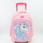 حقيبة مدرسية عجل بتصميم يونيكورن حجم 16 انش لون زهري