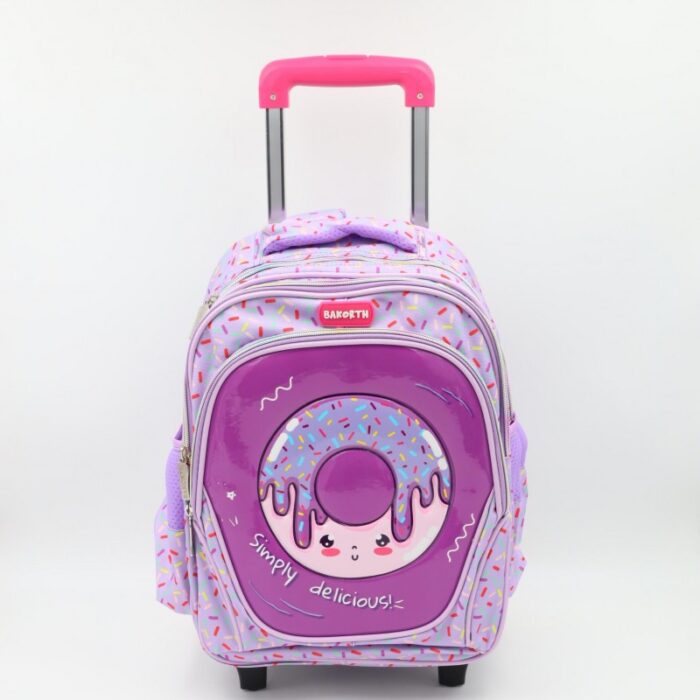 ⁦حقيبة مدرسية عجل حجم 14 انش لون بنفسجي⁩ - الصورة ⁦3⁩