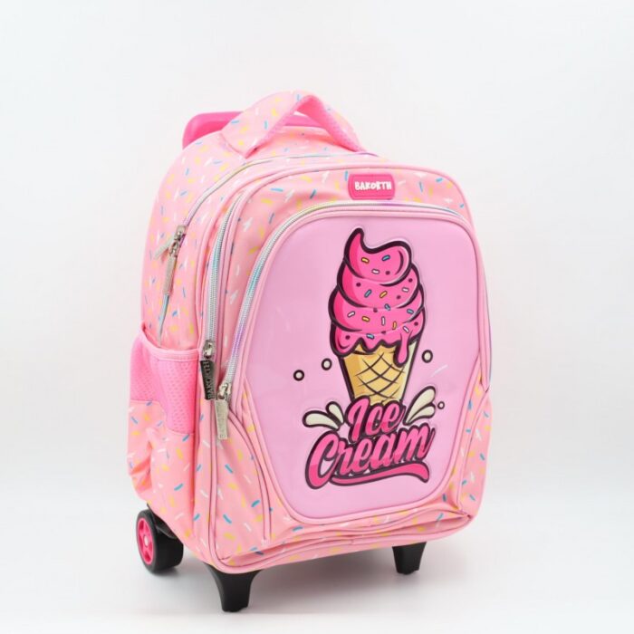 103388759_68a83f62c18b3 حقيبة مدرسية عجل بتصميم ايس كريم حجم 14 انش لون زهري - الصورة 1