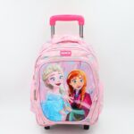 ⁦حقيبة مدرسية عجل بتصميم فروزن حجم 14 انش لون زهري⁩ - الصورة ⁦2⁩